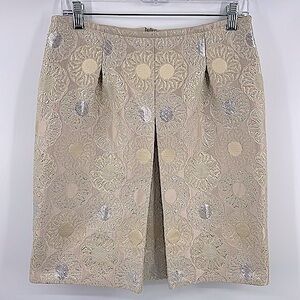 NWT Brooks Brothers Blush Pink & Cream Metallic Jacquard Pleated Skirt Size 6